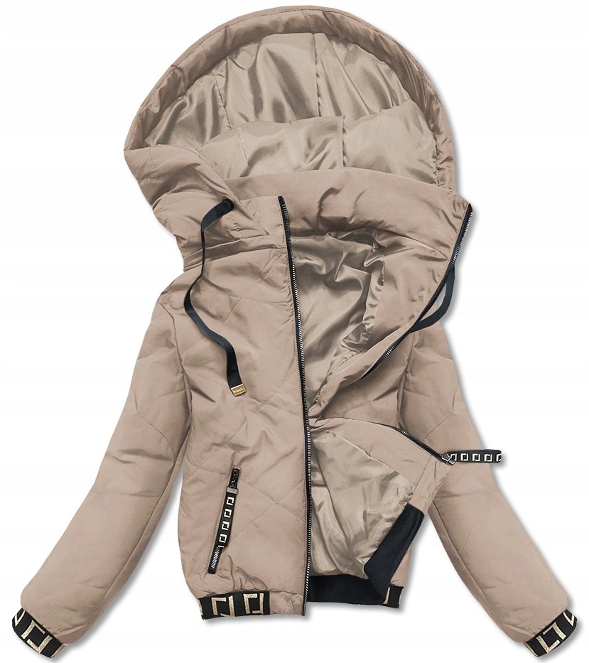 Béžová Bunda S Ozdobnými Lemami B8098 Vel. XL (42)