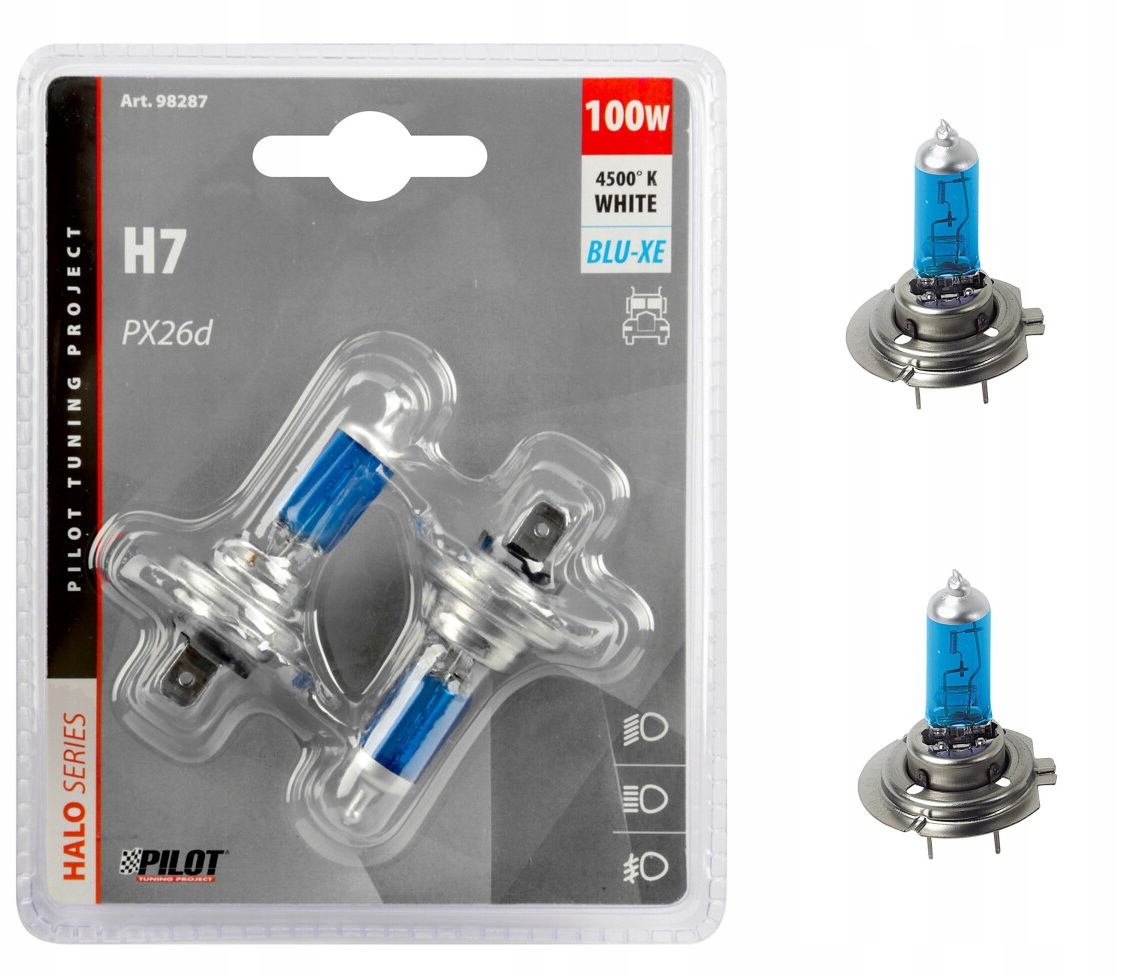

2x Żarówki H7 100W 24V Tir PX26d Blue-xenon White