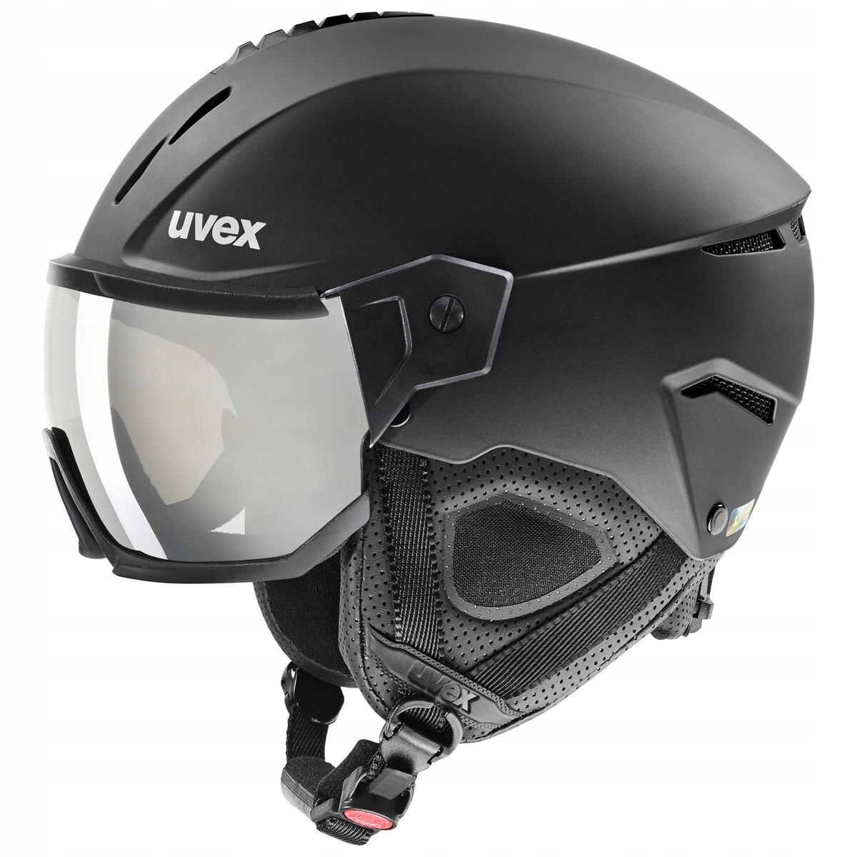 Uvex Instinct Visor hardshellová lyžařská přilba s brýlemi, černá