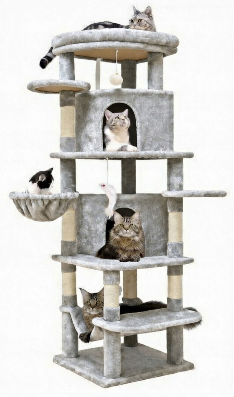 Levně Drapak Pro Kočky Domeček Budka Strom Věž XXL 165 cm