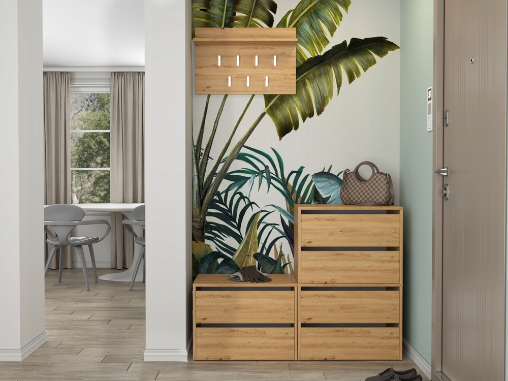 SZAFKA NA BUTY REGAŁ KOMODA SŁUPEK STOJAK NA OBUWIE MEBLE DĄB ARTISAN 60 cm Wykończenie matowe