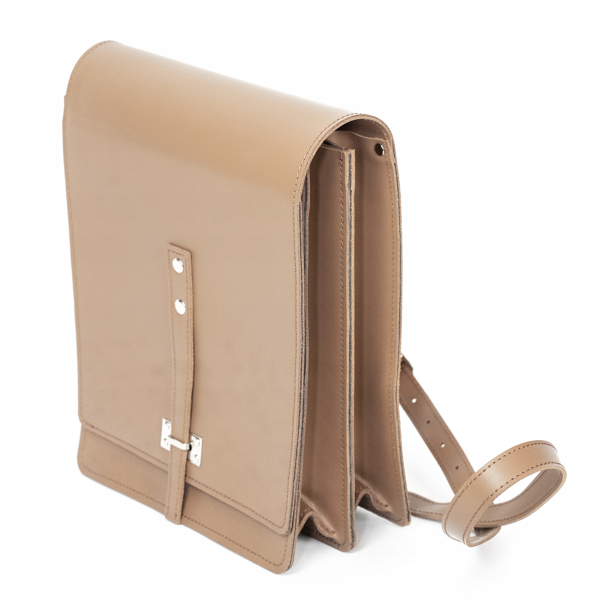 Tradiční lesnická brašna/aktovka, vojenská, z pravé kůže světle hnědá