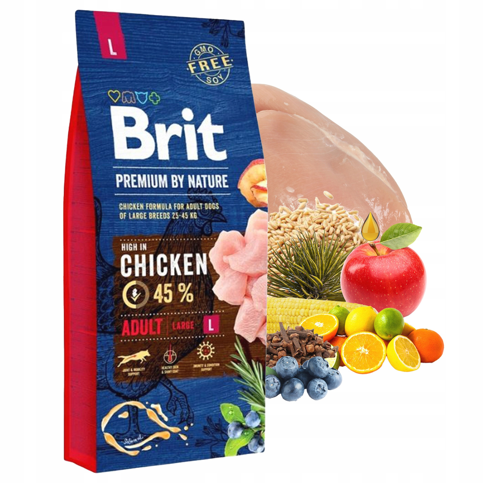 Brit By Nature Premium krmivo pro psy velkých plemen Kuřecí maso velikost L 15 kg
