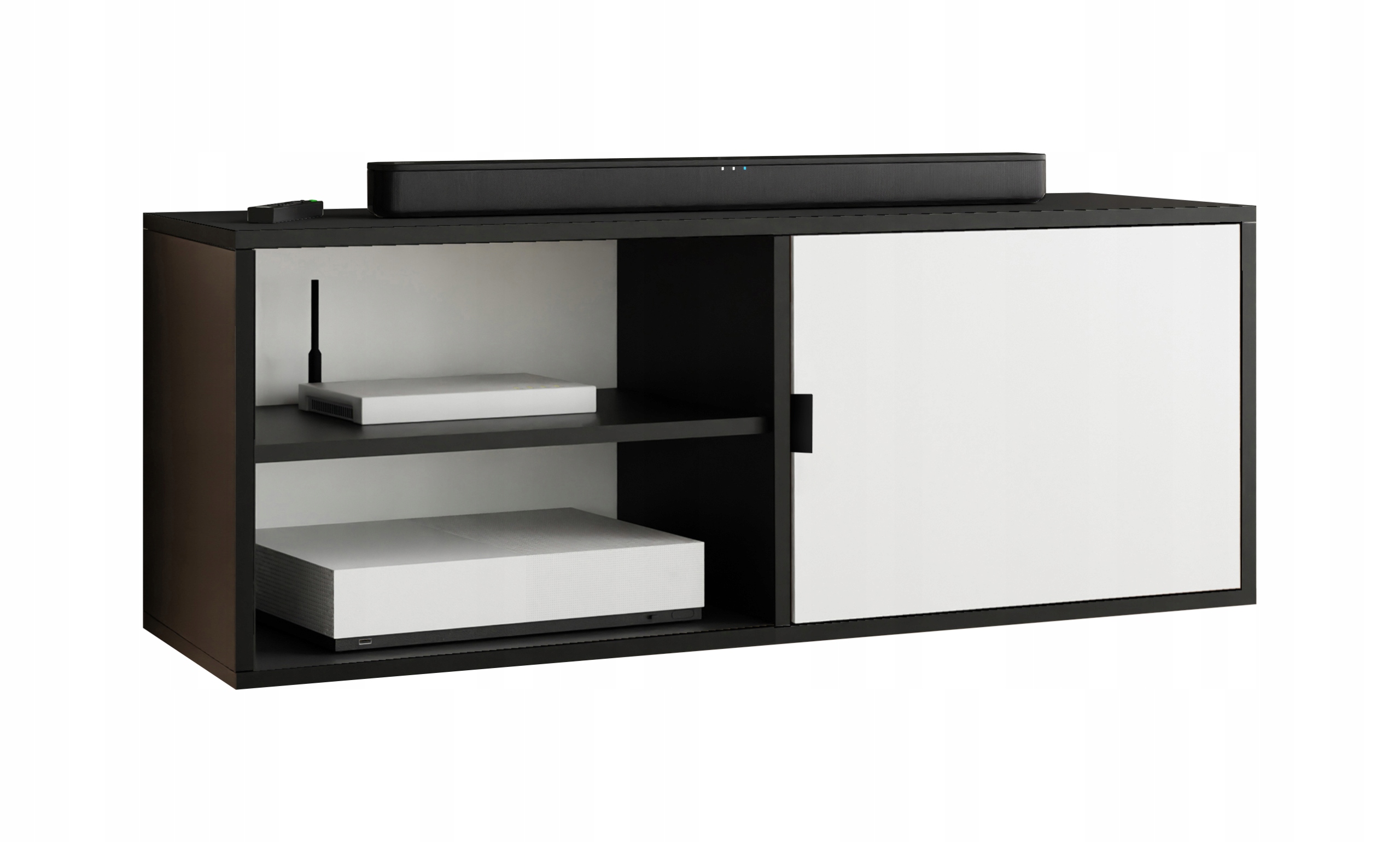 Rtv skříňka Luna 2 černá s otevřeným úchytem, černá bílá