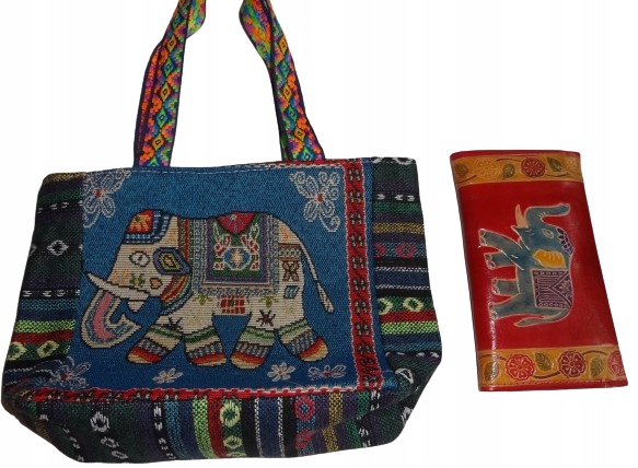 Torebka indyjska do ręki 29x21x10cm słoń styl vintage boho płótno