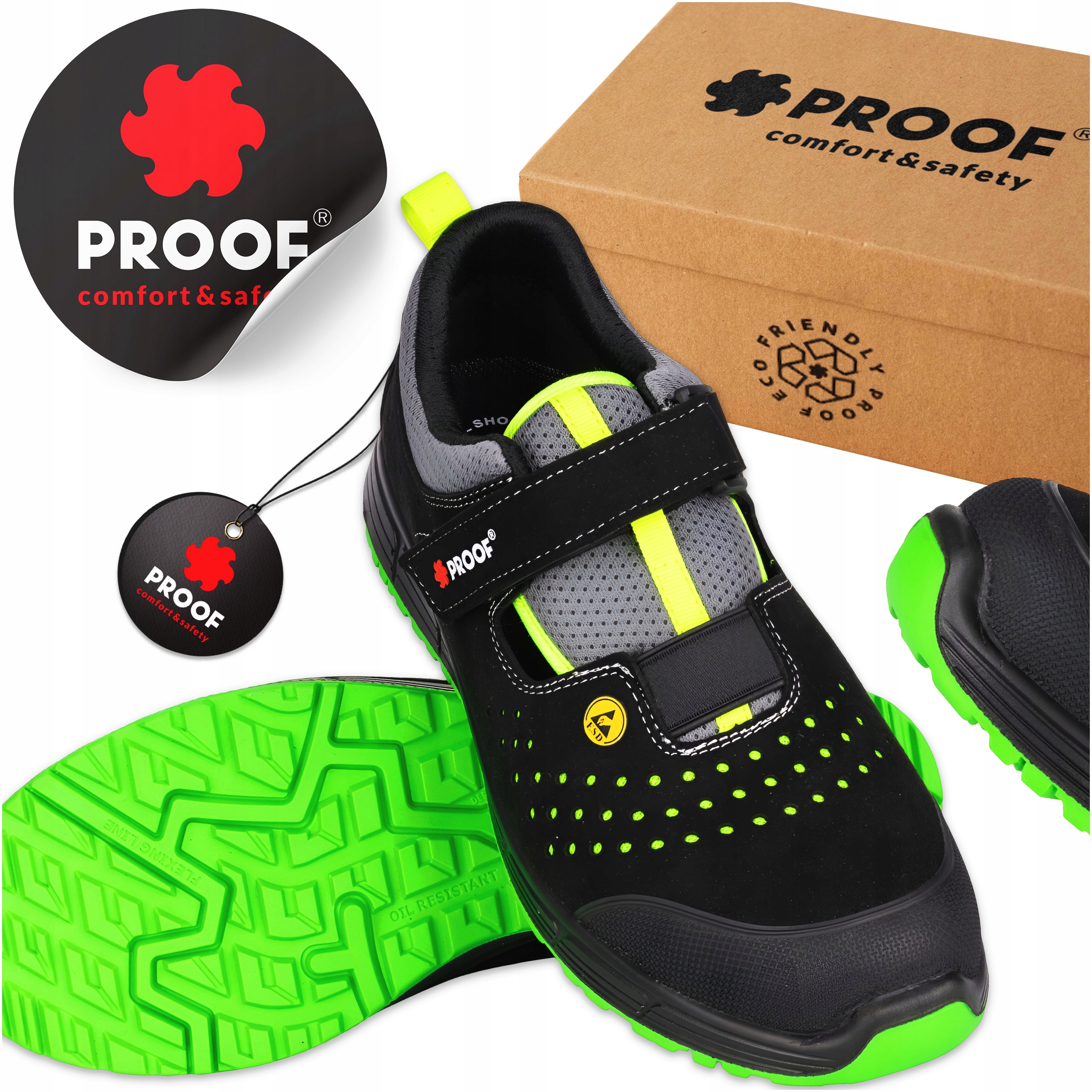 Buty Damskie Sandały Robocze Lekkie Obuwie Ochronne Bhp Proof S1PS rozm. 38