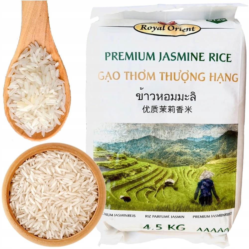 Vietnamská jasmínová rýže Velký sáček Jasmine Rice 4,5 kg Royal Orient
