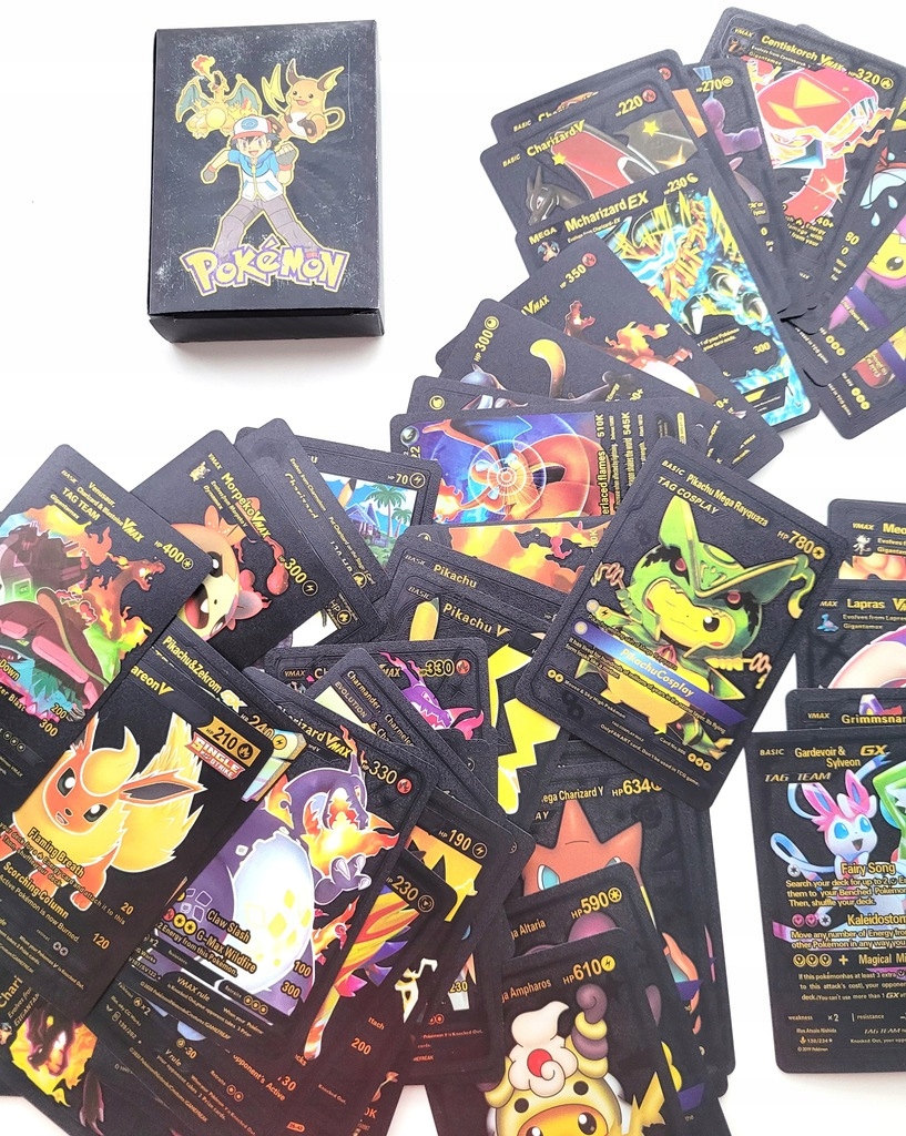 CZARNE KOLEKCJA karty POKEMON ZESTAW 55 SZTUK Nazwa gdgdg