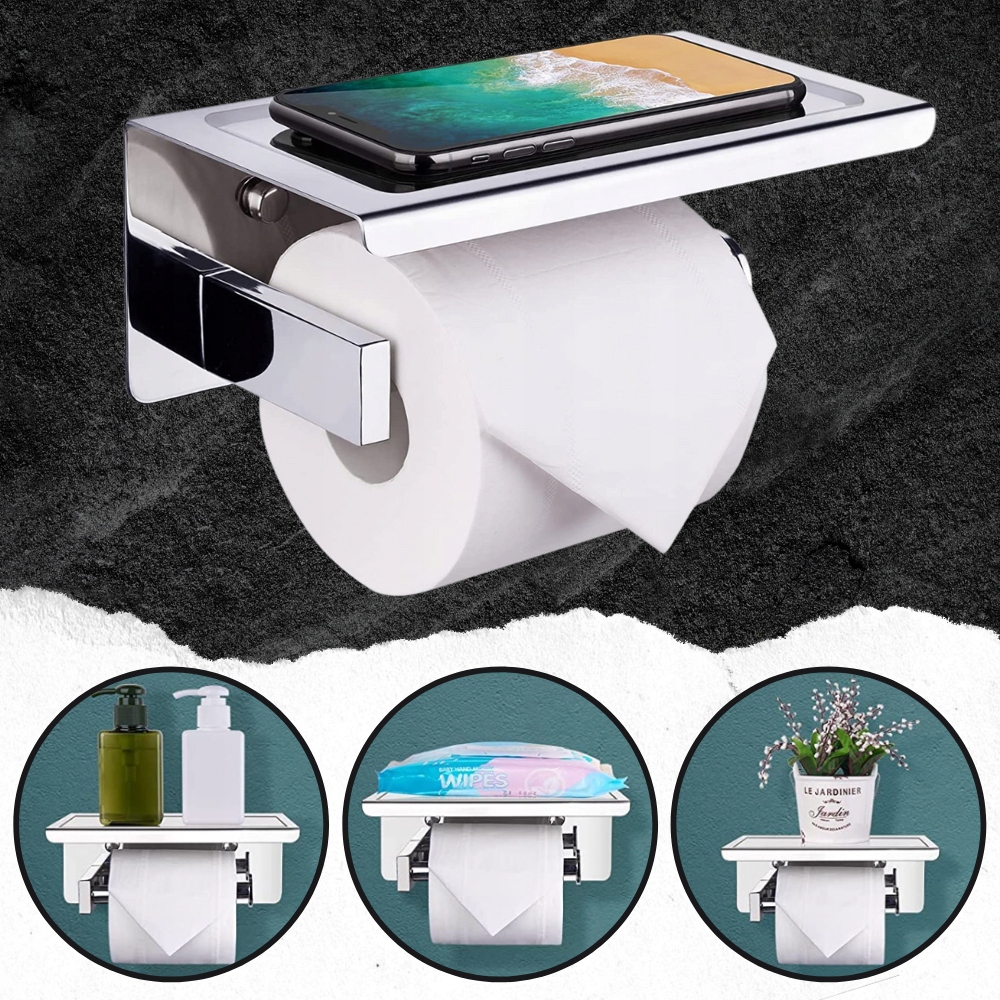 UCHWYT NA PAPIER TOALETOWY Z PÓŁKĄ CHROM LOFT WC Marka Logit