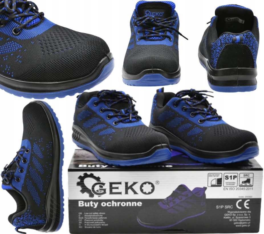 BUTY OCHRONNE SPORTOWE ROBOCZE ROZMIAR 45 LEKKIE METALOWY NOSEK GEKO