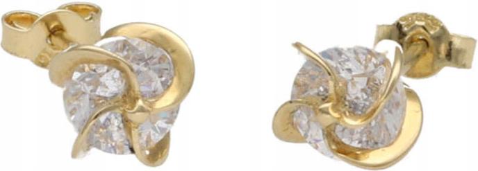 Zlaté náušnice 585 s zirkony, tyčinky 1,51 g, módní vzor na dárek 14k