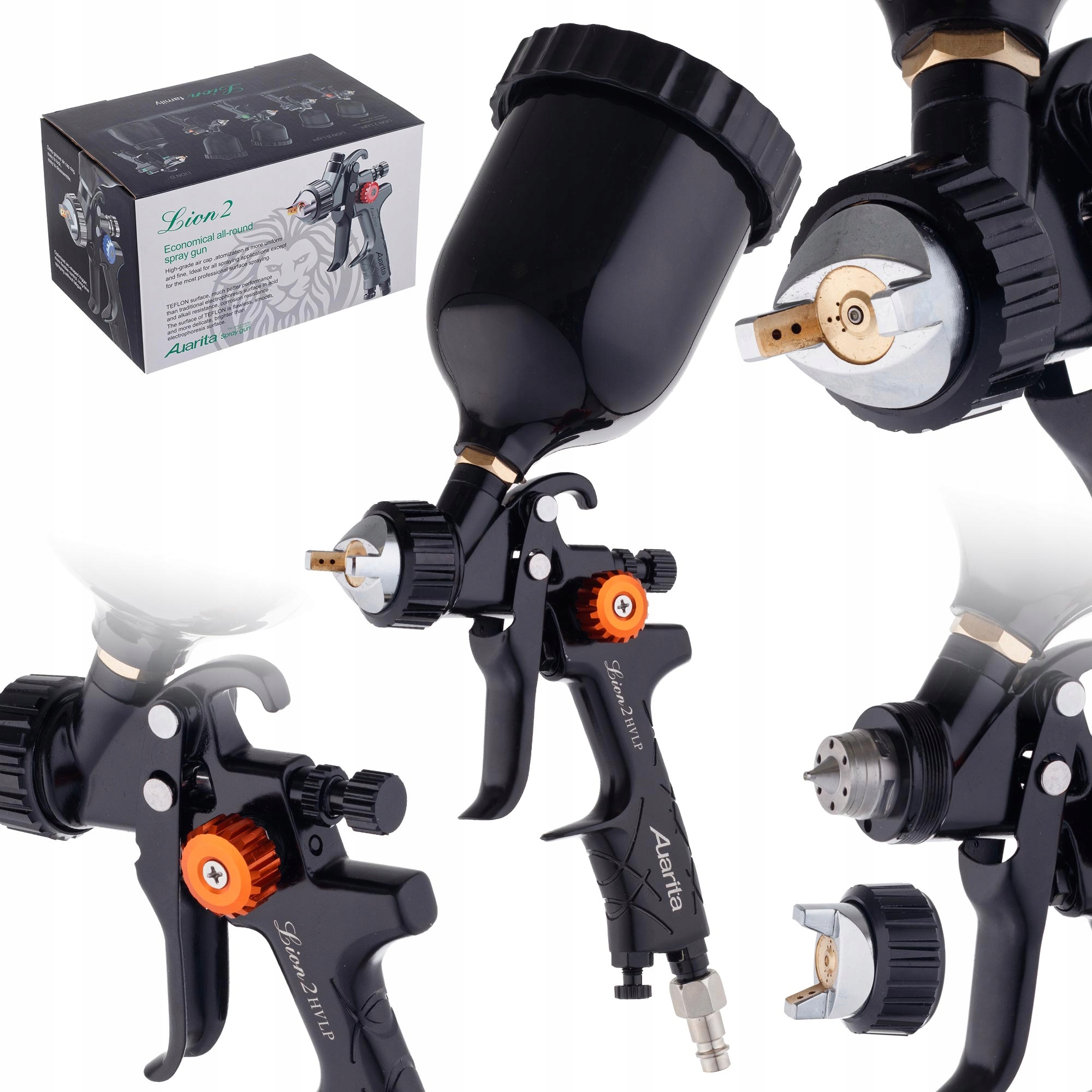 Lakovací Pistole Na Malování Lion 2 Hvlp Horní Nádrž Tryska 2,0 MM