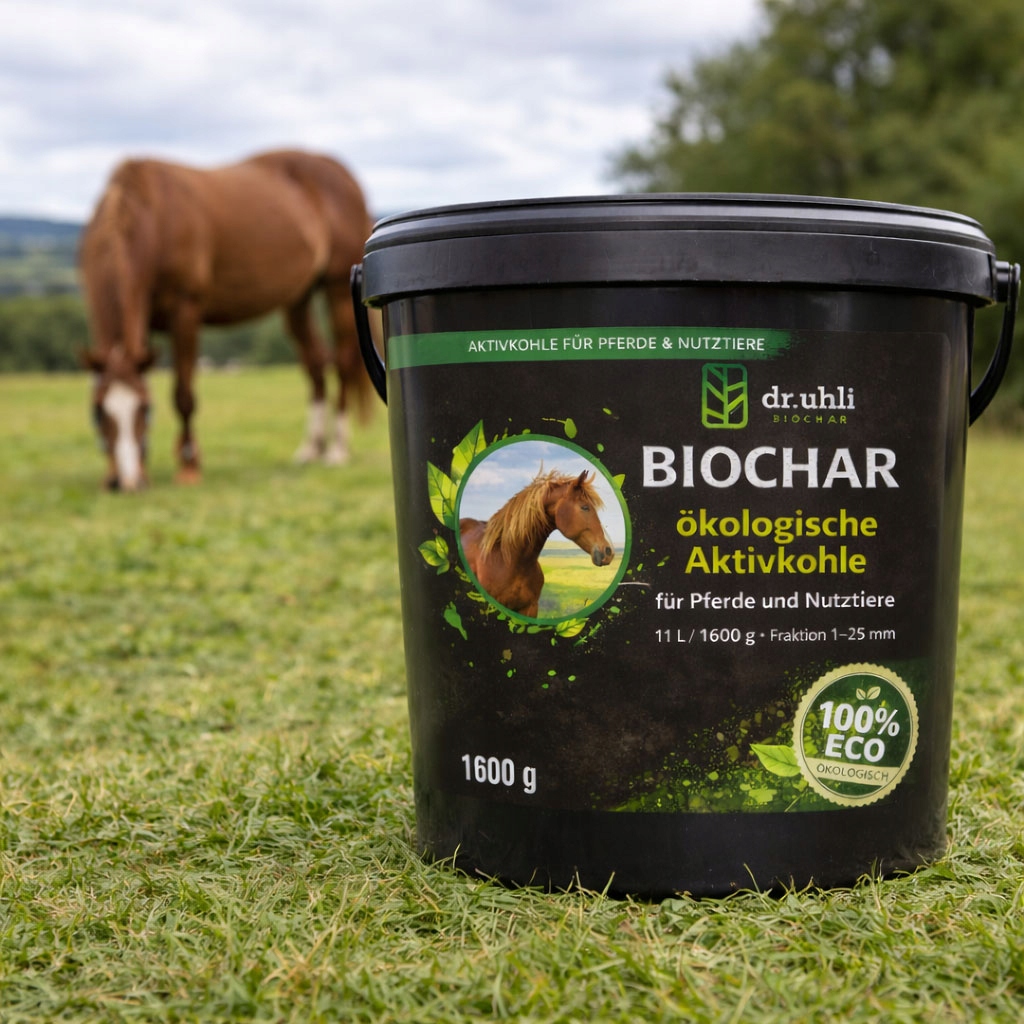 Biochar 1,6 kg – aktivní uhlí pro koně a hospodářská zvířata