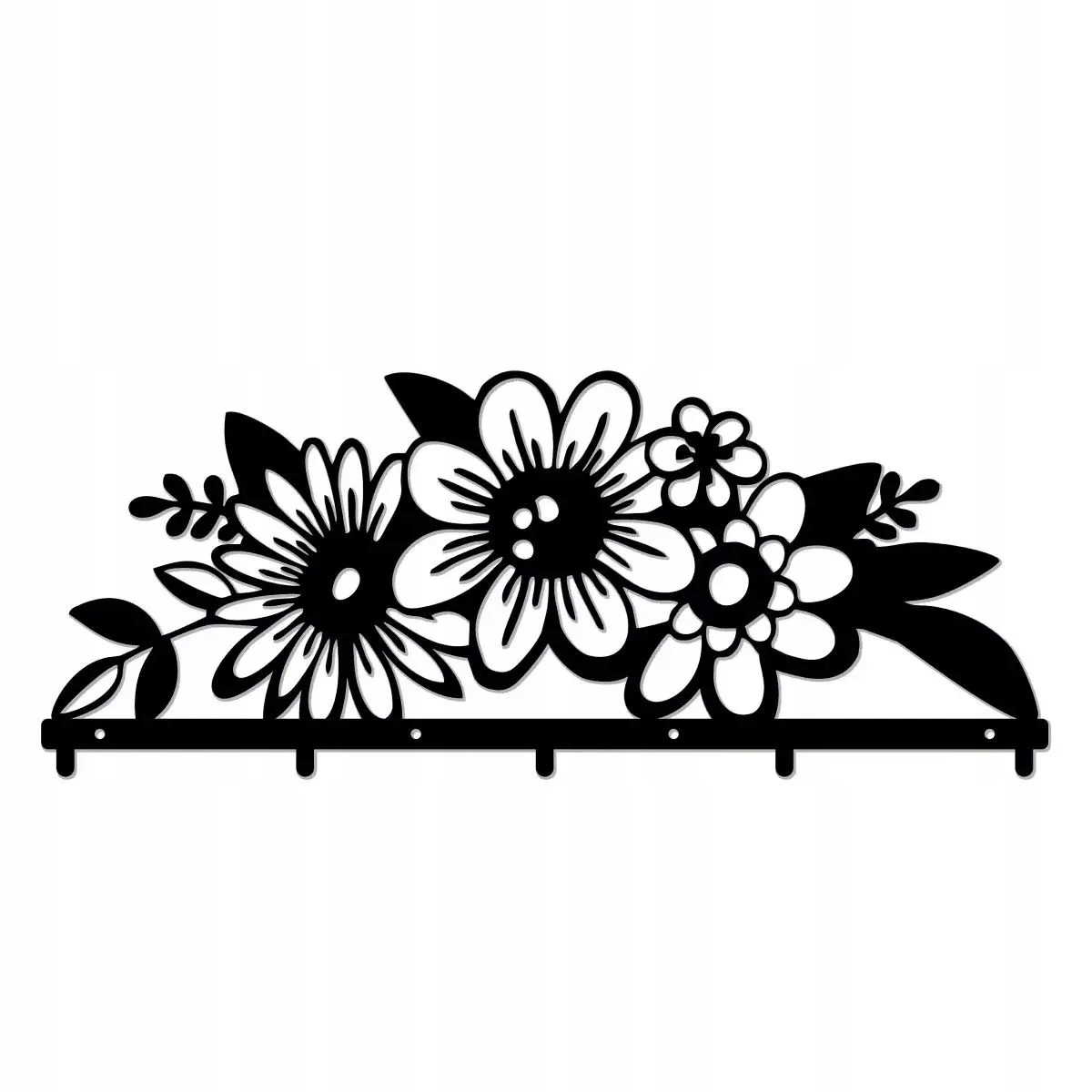 Nástěnný Věšák Na Oblečení 60 cm Pevný Ocel 2 mm Květiny Kytice Květin