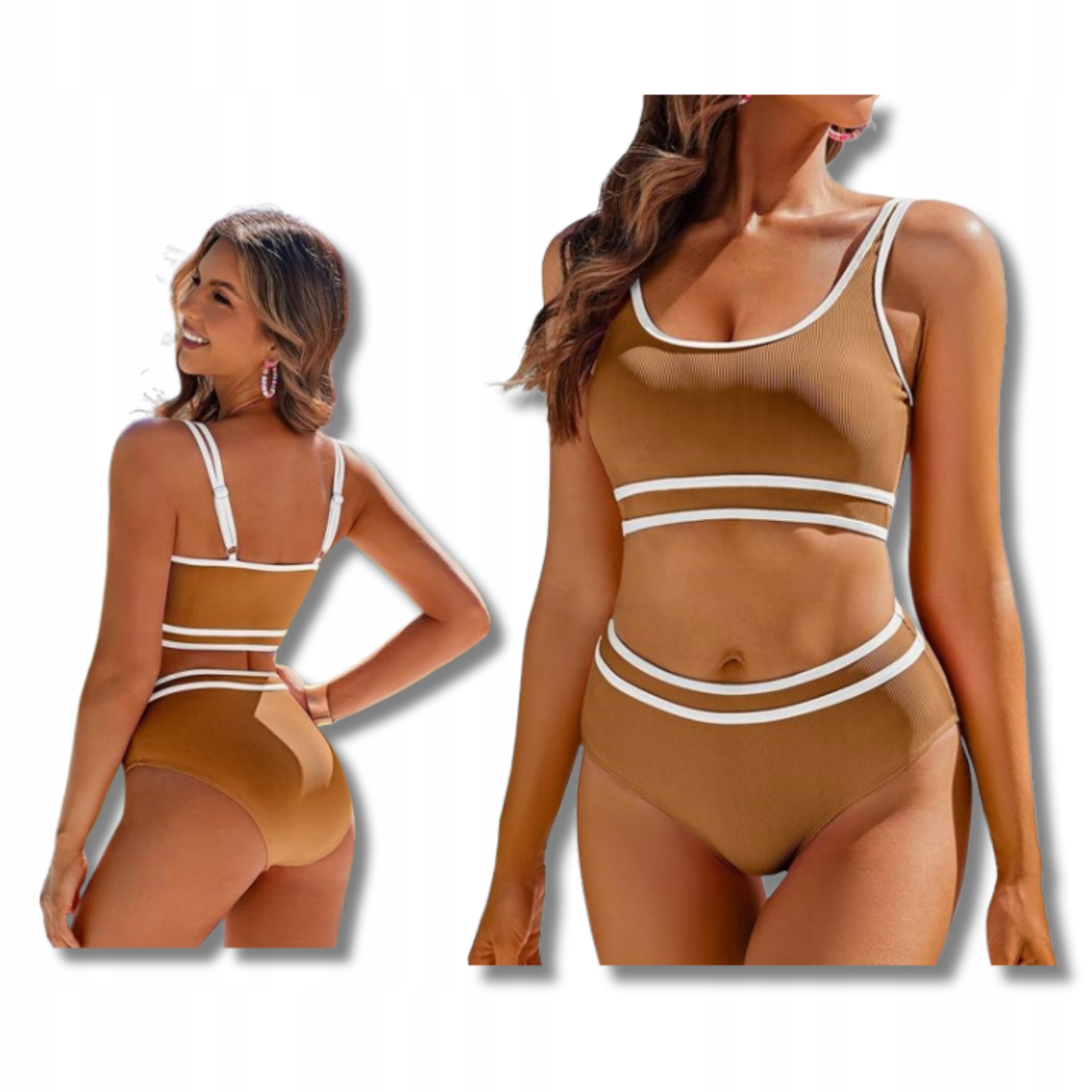 Dámské dvoudílné sportovní plavky Fast Dry Brazové M