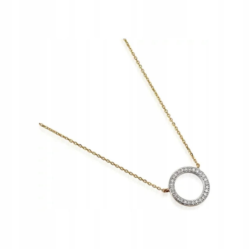 Dámský zlatý náhrdelník zlato 585 kruh na řetízku se zirkony