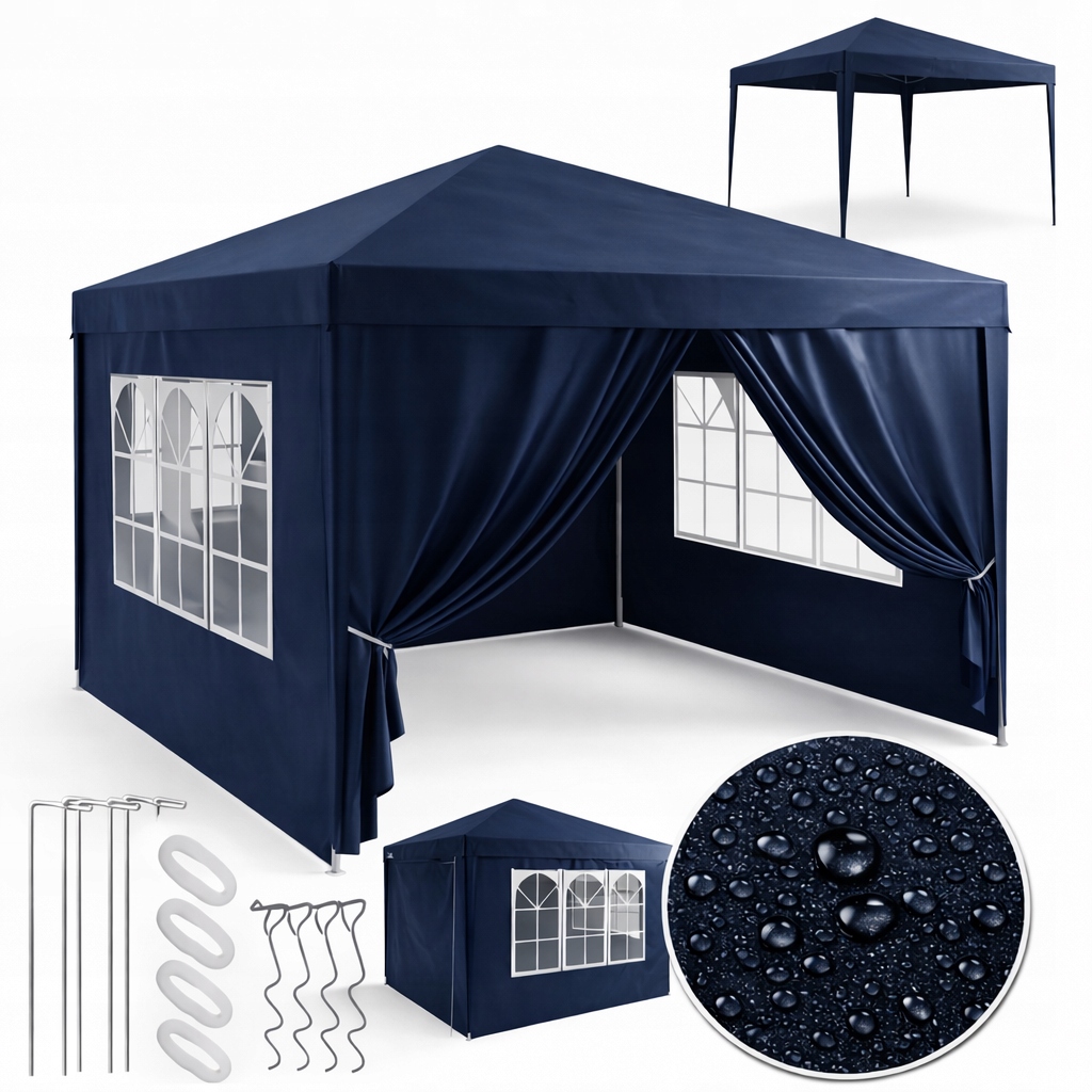 Altán Zahradní Pavilon Stan 3x3 m 4 Boční Stěny Uzamykatelný