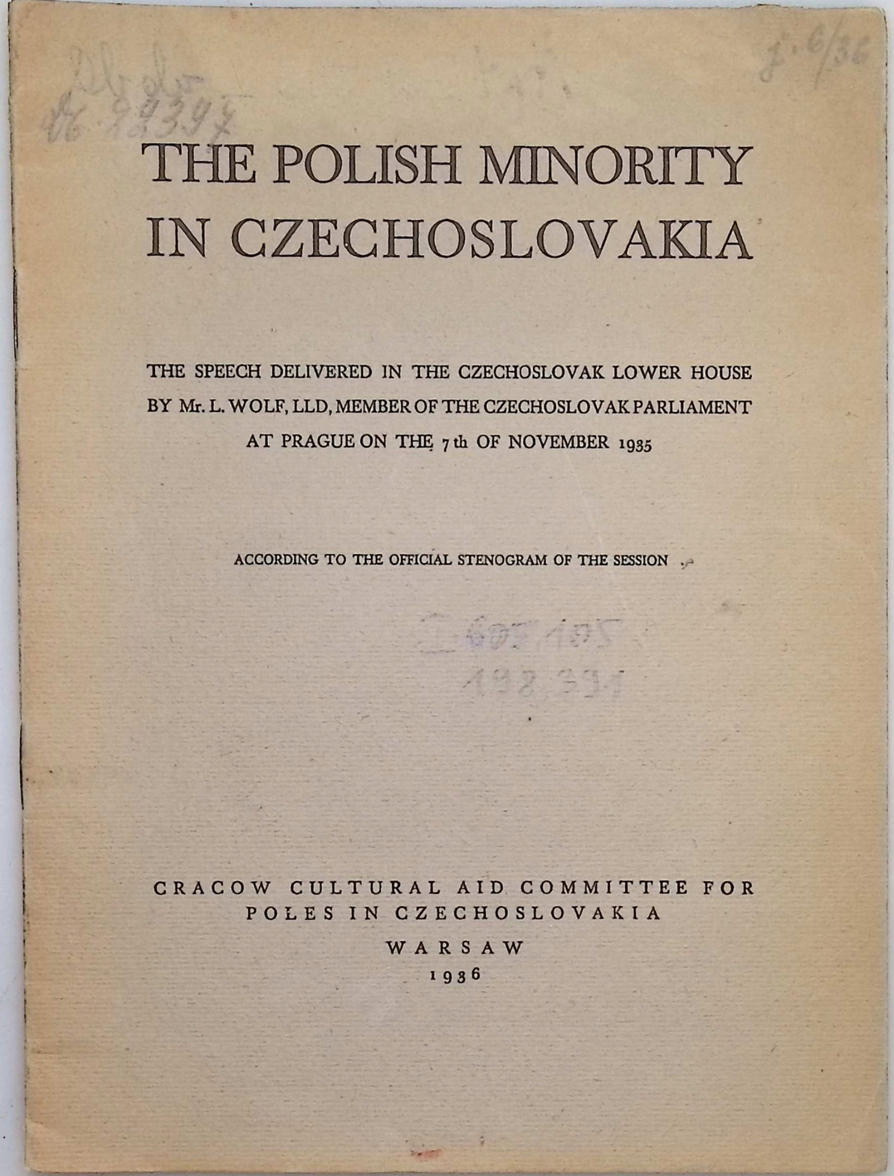 The Polish minority in Czechoslovakia (1936 r.)