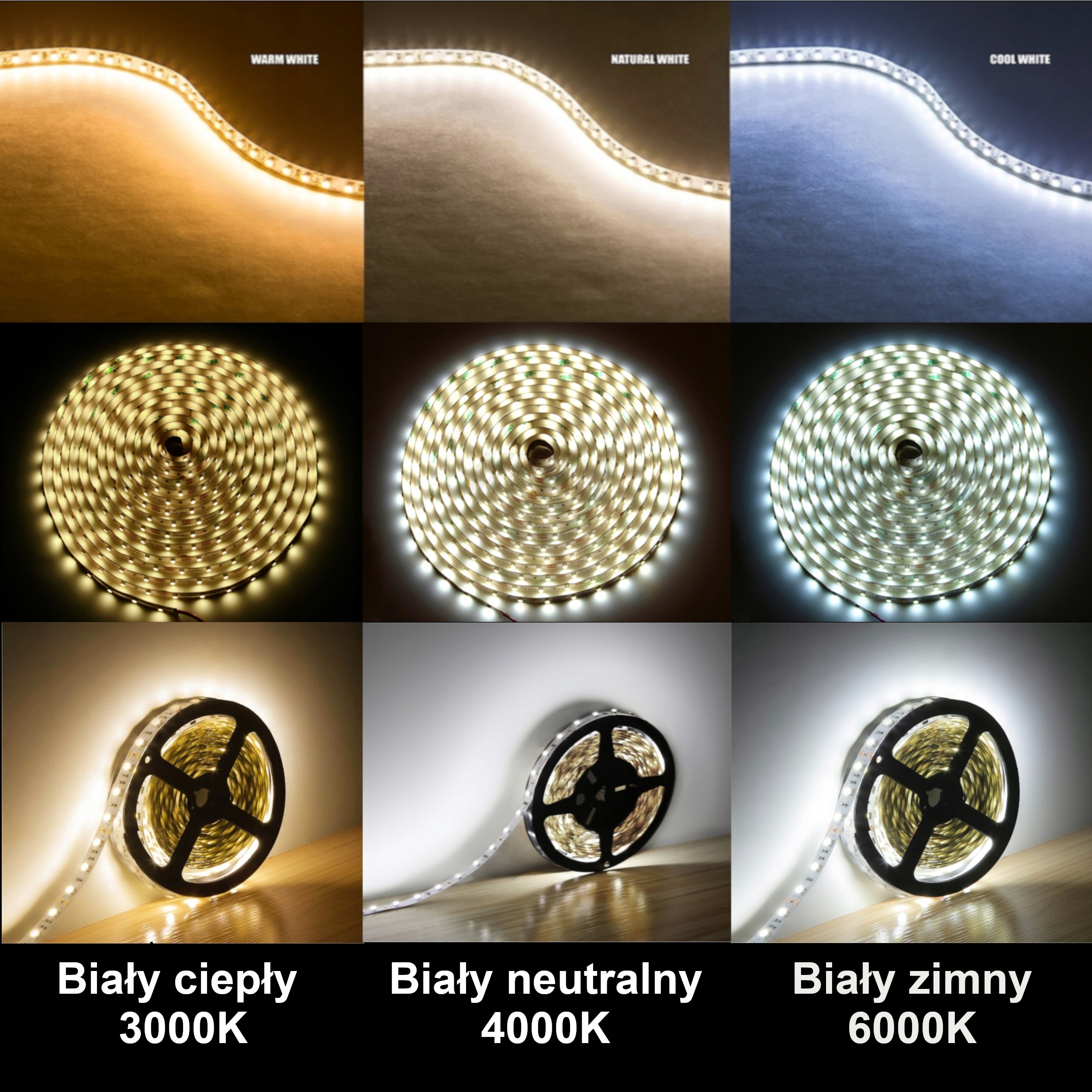 TAŚMA PASEK LED 2835 IP20 BIAŁY CIEPŁY 3000K 5m Jasność 4560 lm