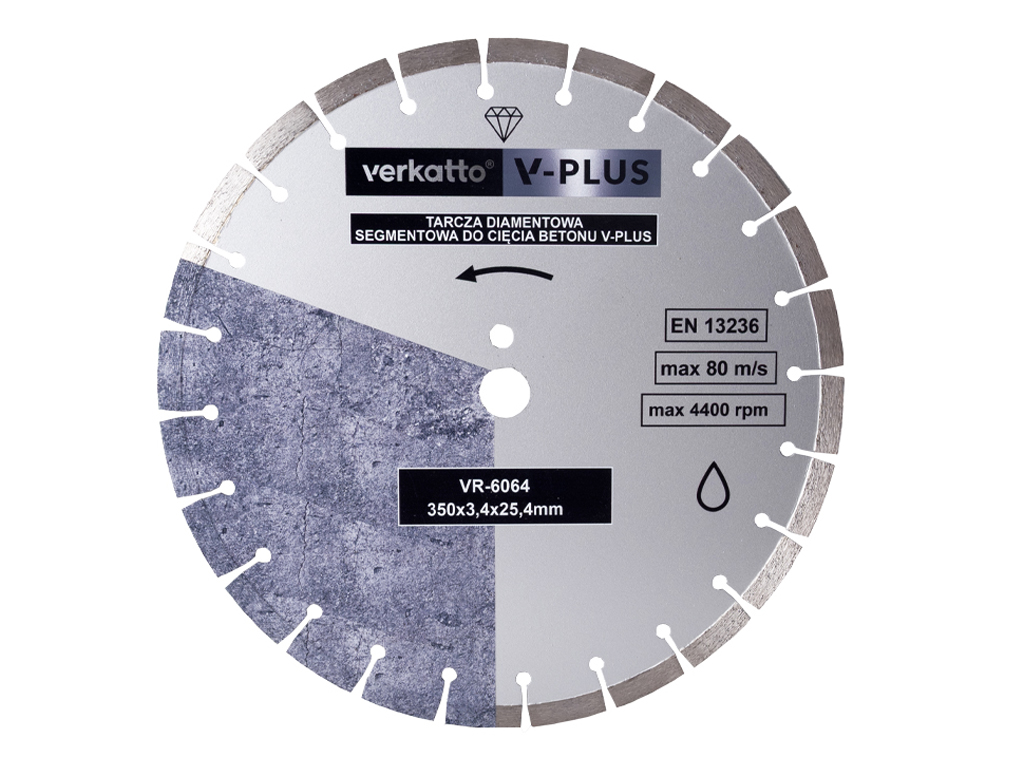 Diamantový Kotouč Segmentový Kotouč Pro Řezání Betonu V-plus 350X3,2X12X25,4 MM.