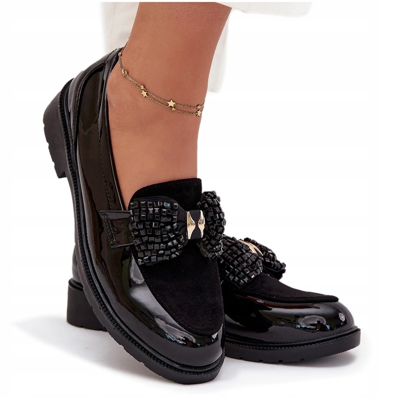 Dámské Lakované Mokasíny Mašlička Eko Kůže S.barski HY51-319 Černé 40