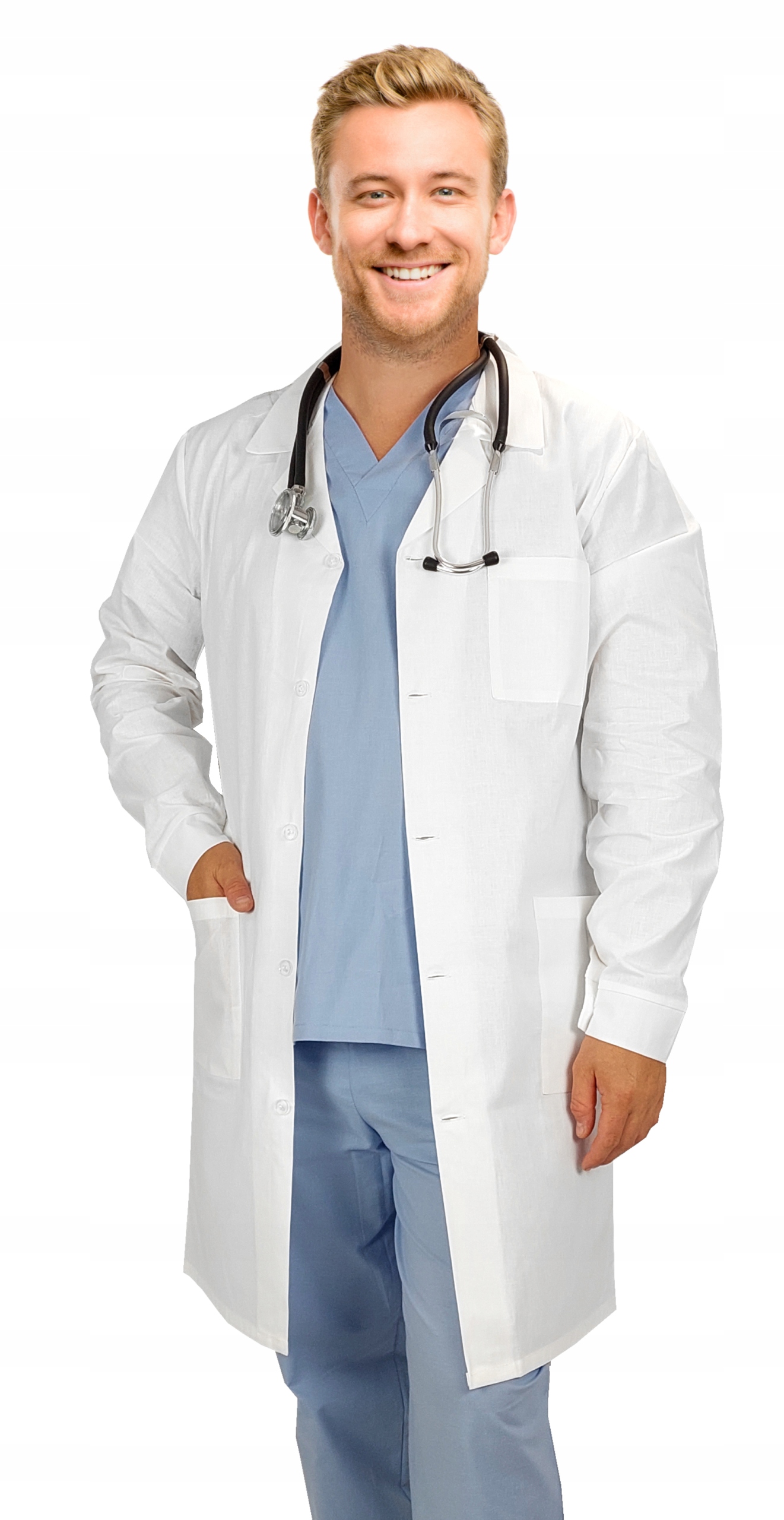 

Fartuch laboratoryjny męski, kitel na guziki L