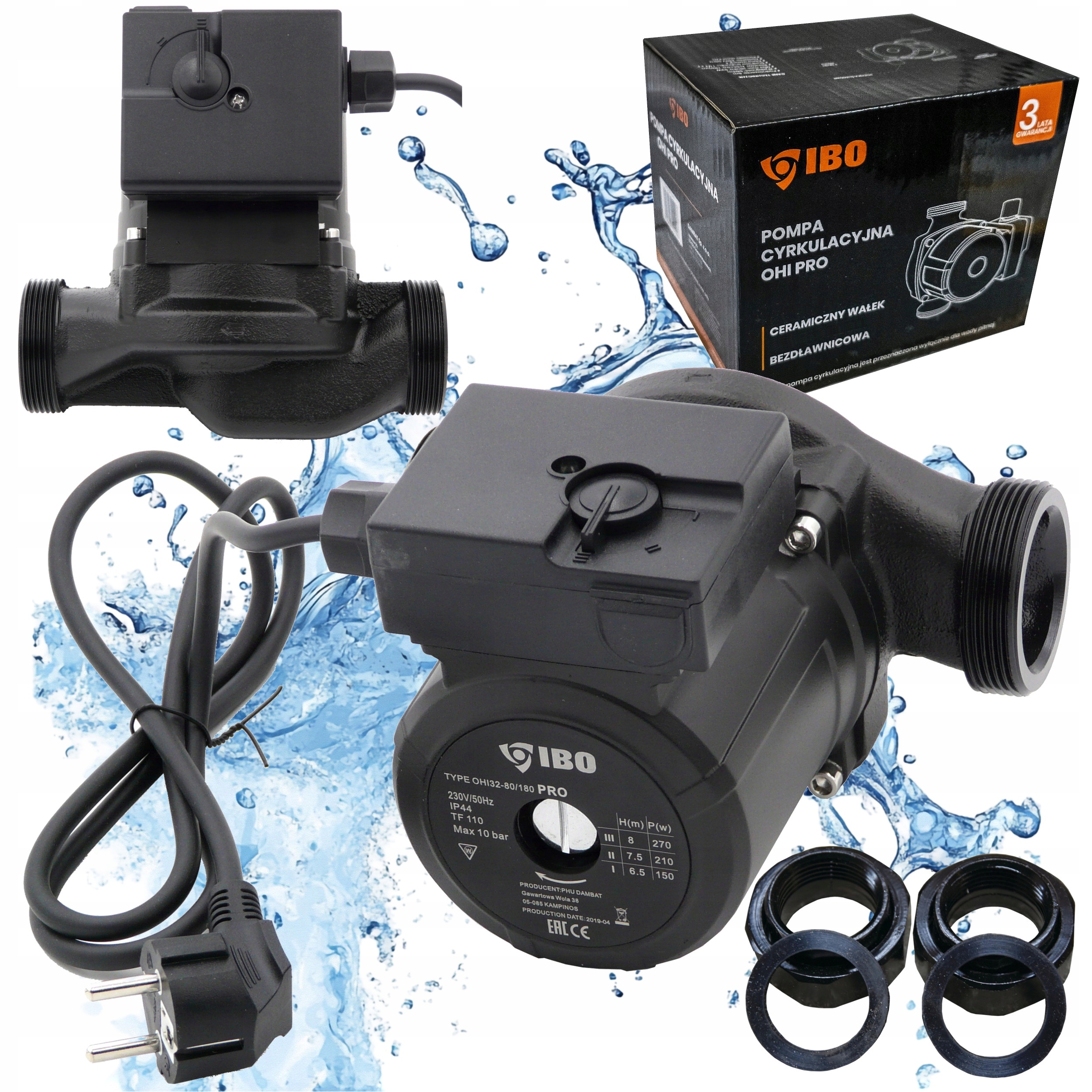 3-STUPŇOVÁ Cirkulačná Pumpa Ibo Ohi Pro 32-80/180, Výkonná, Robustná, Výkonná, 270 W