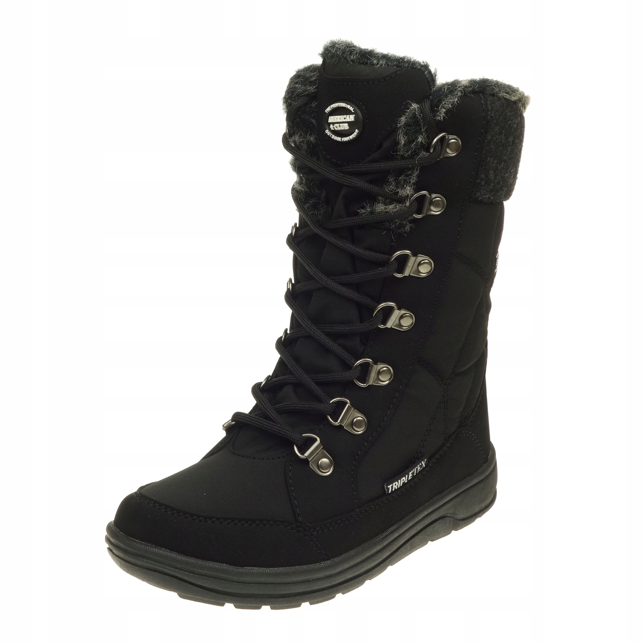 Wysokie Śniegowce Buty Zimowe American Club na Suwak Softshell Futerko 34