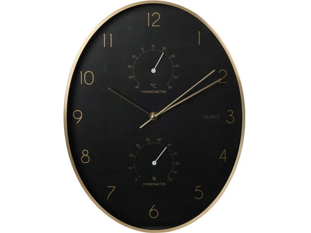 Nástěnné hodiny Alu s teploměrem a vlhkoměrem