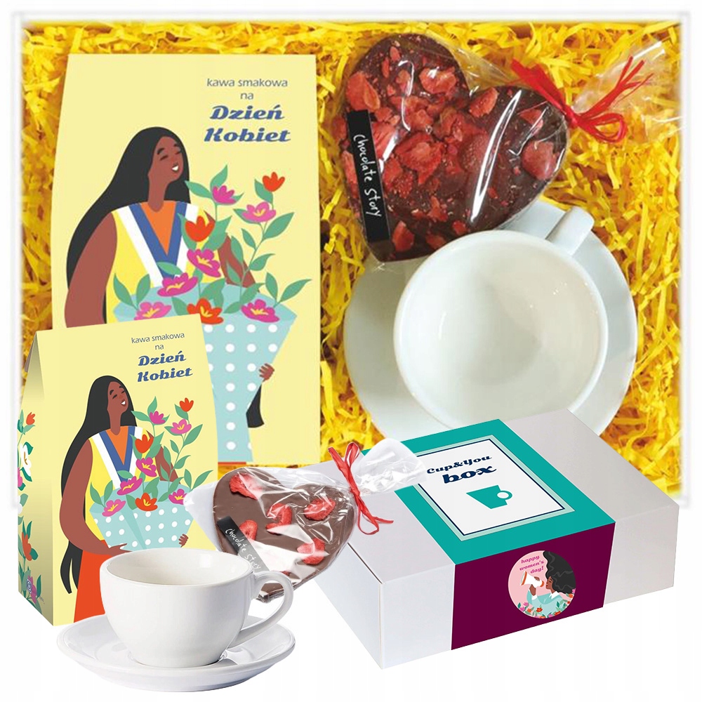 Levně Dárek Ke Dni Žen Box S Ochucenou Kávou Šálek Čokoládové Srdce