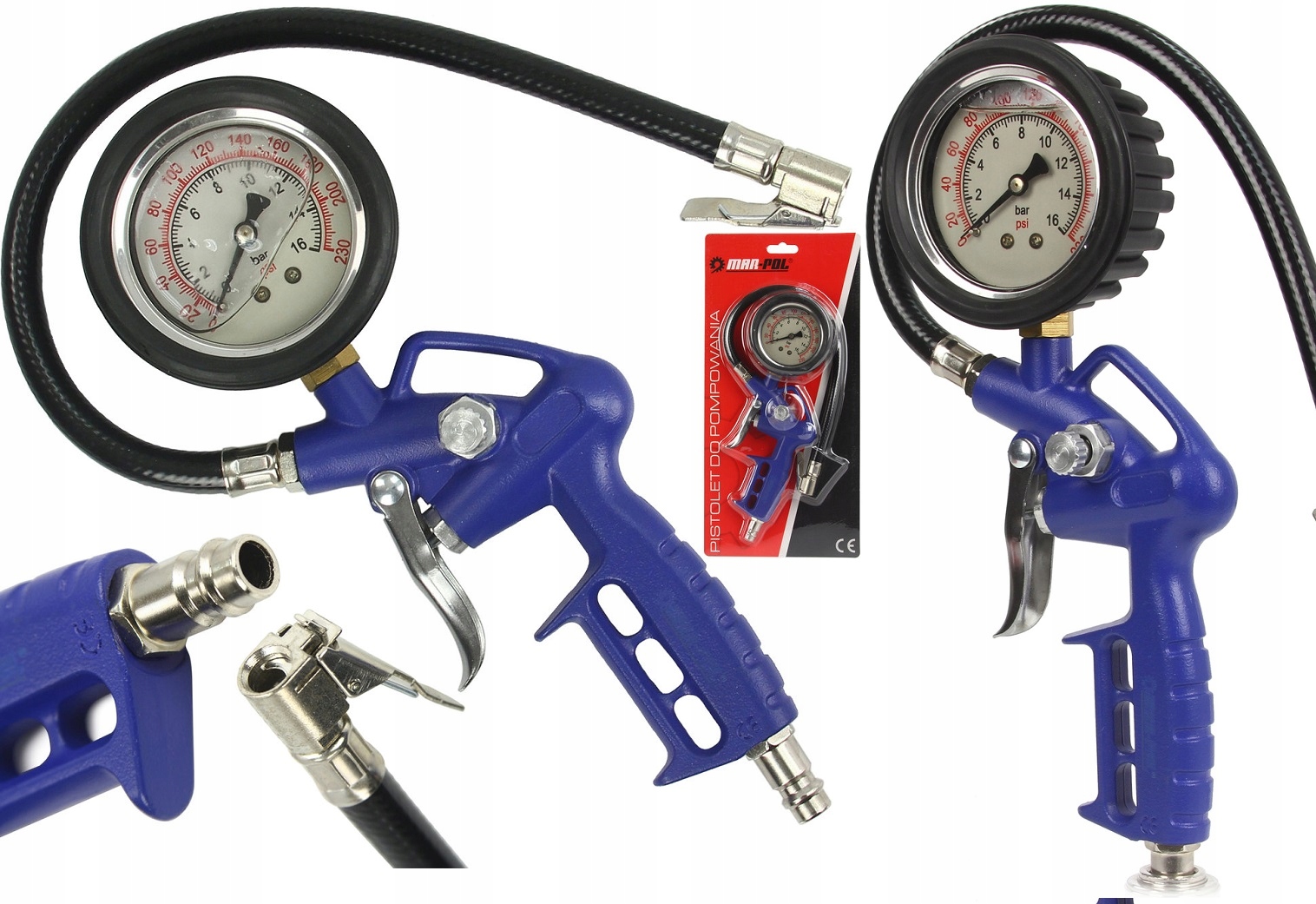 PISTOLET DO POMPOWANIA KÓŁ DUŻY MANOMETR POMPKA GL
