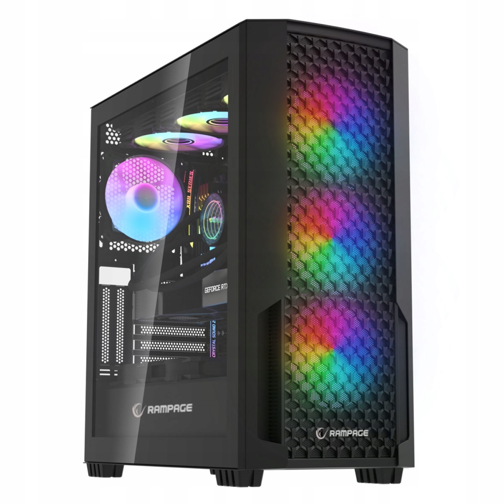 Počítačová Skříň Rampage Shelob Mid-T, 4x Argb ventilátor, černá
