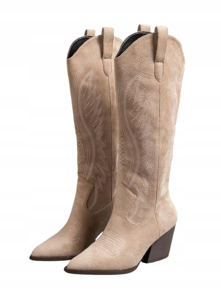 Zimní Shein Dámské Kozačky Vysoké Béžové Kovbojské Boty 40,5 1EA