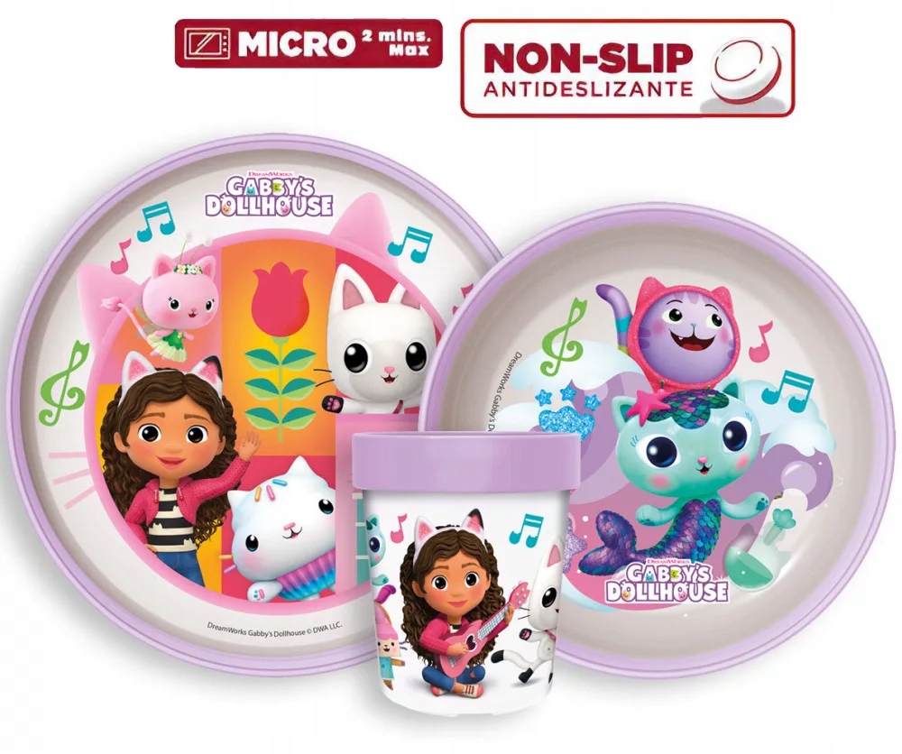 KOCI DOMEK GABI zestaw śniadaniowy obiadowy naczyń do mikrofali 3w1 Marka Stor