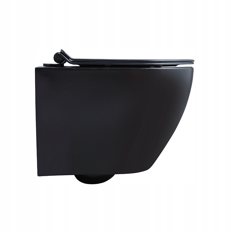 MISKA WC WISZĄCA RIMLESS MIZU CZARNA MAT DESKA WOLNOOPADAJĄCA DUROPLAST Linia BEZKOŁNIERZOWA MIZU Z DESKĄ