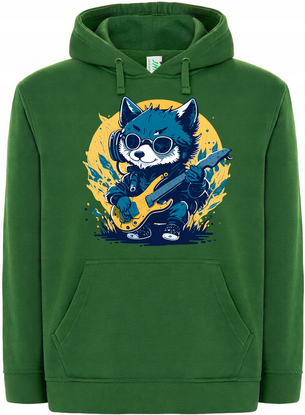 Mikina s kapucí Barevný vlk s módními brýlemi vel. 3XL