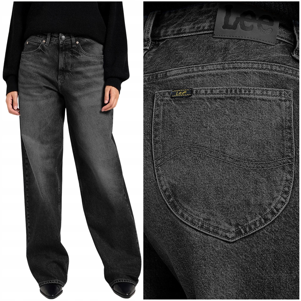Lee Rider Loose CharredBlack vysoké volné dámské džínové kalhoty W28 L33