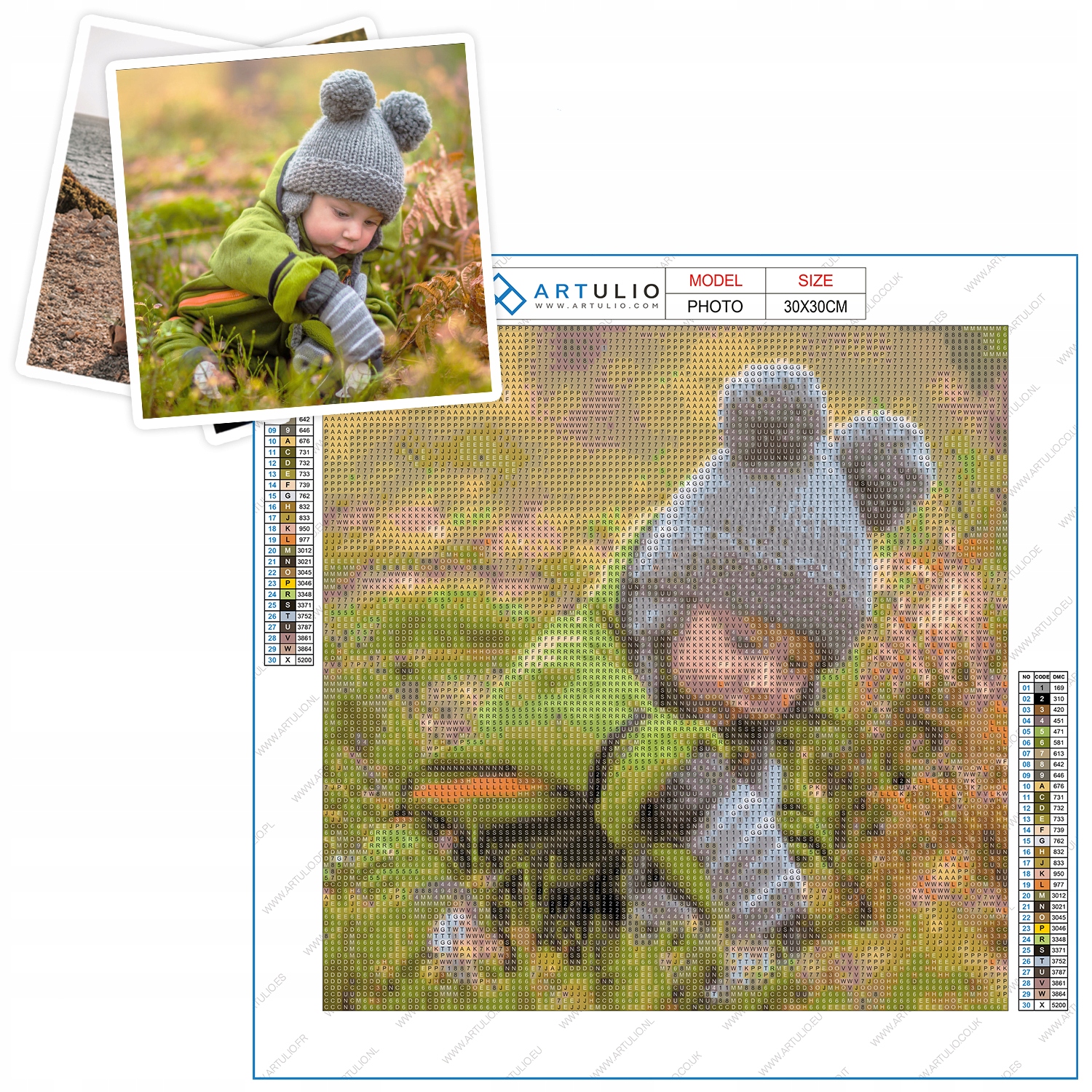 Diamantová Výšivka Z Fotografie 30x30 Mozaika diamond painting Sada+příslušenství