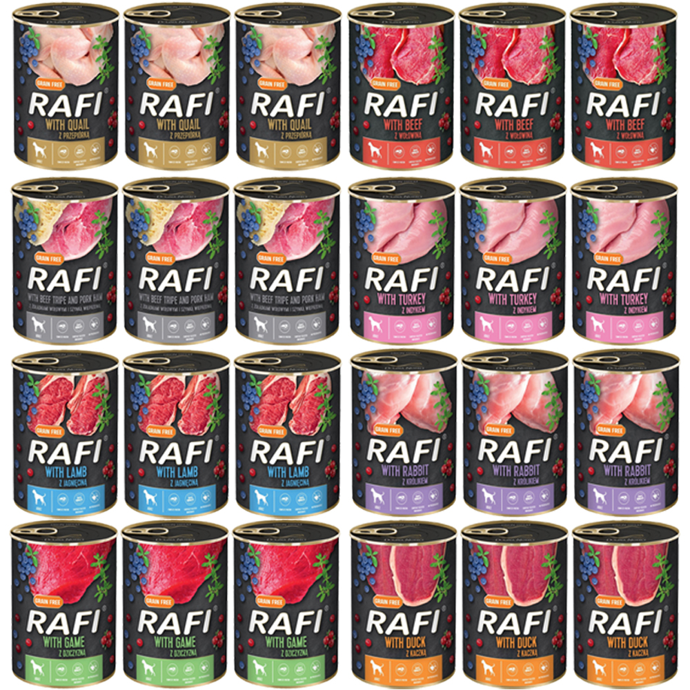 Levně Dolina Noteci Mora krmivo pro psa Rafi MIX 8 příchutí 24x400g