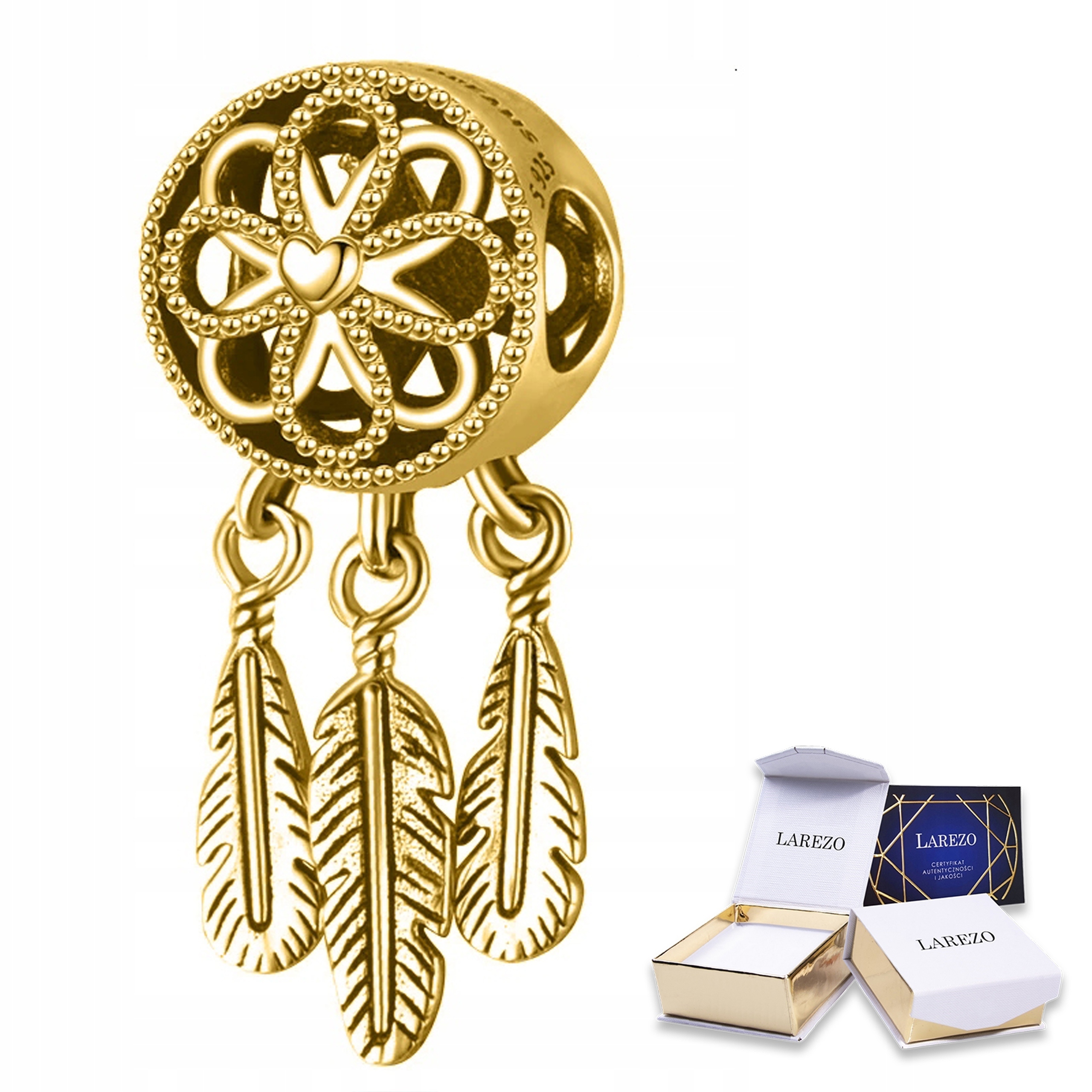 Charms Zlatý mystický Lapač Snů Srdce pro Náramky Stříbro 925