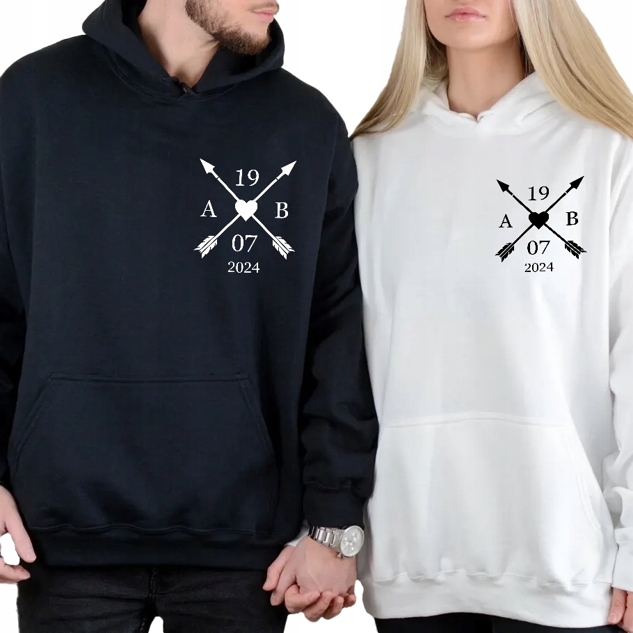 Set Mikina pro pár zamilovaných Dárek Valentýna Písmena & Data Perso S