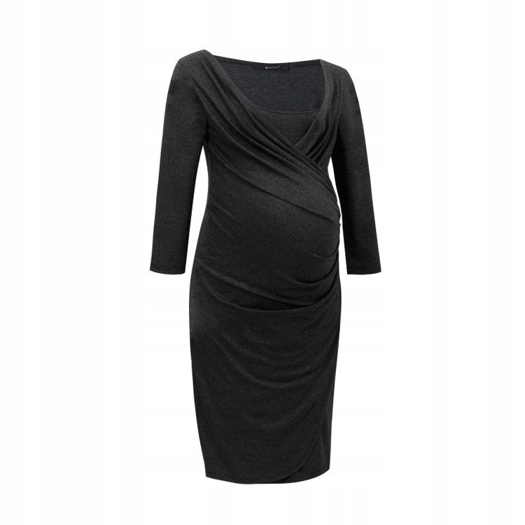 elegantní těhotenské Šaty Grace 9fashion antracit melanžové pro maminky