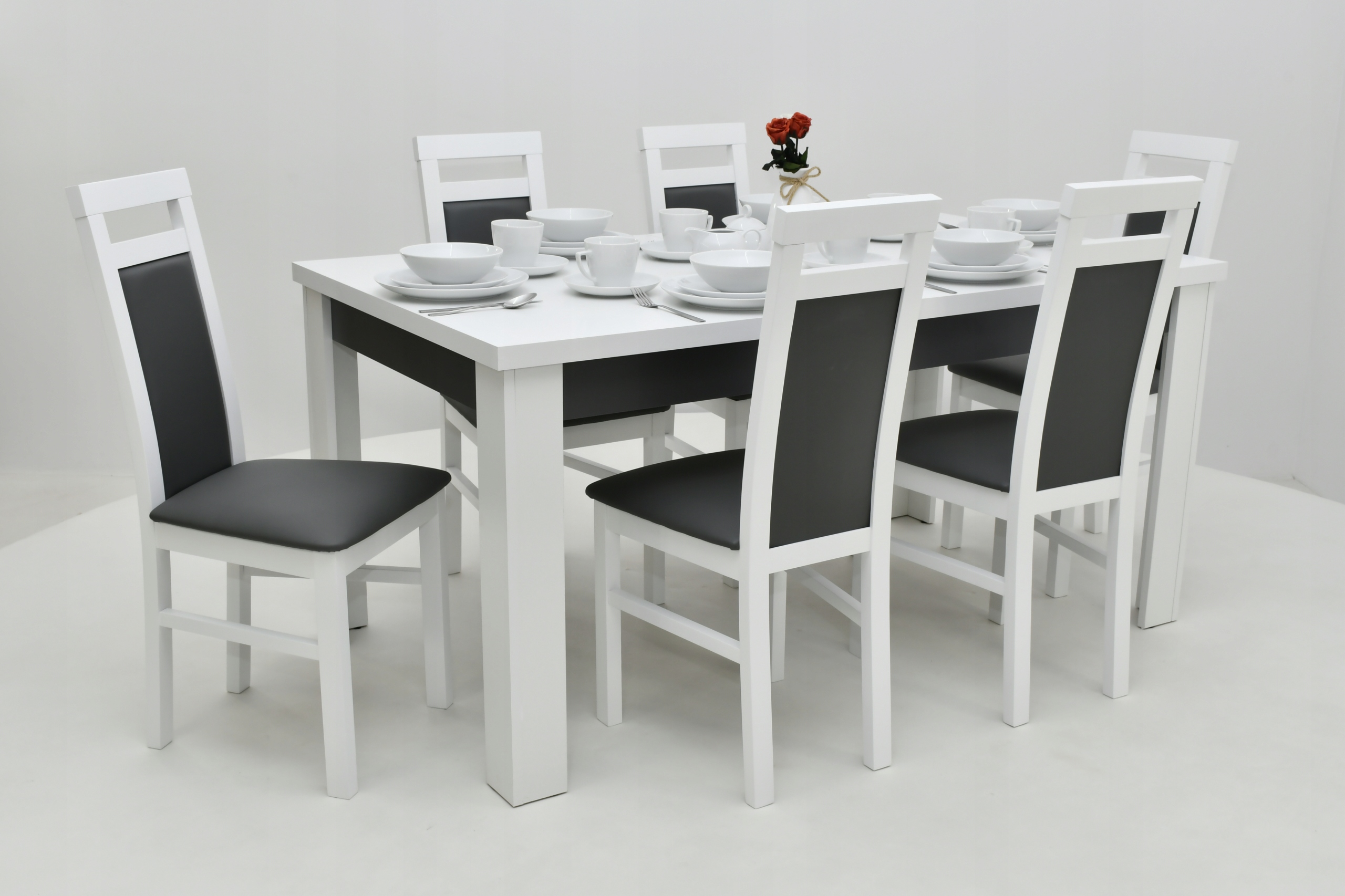 Biało-grafitowy zestaw z 6 krzesłami K-85, Sandow Kod producenta S44K85