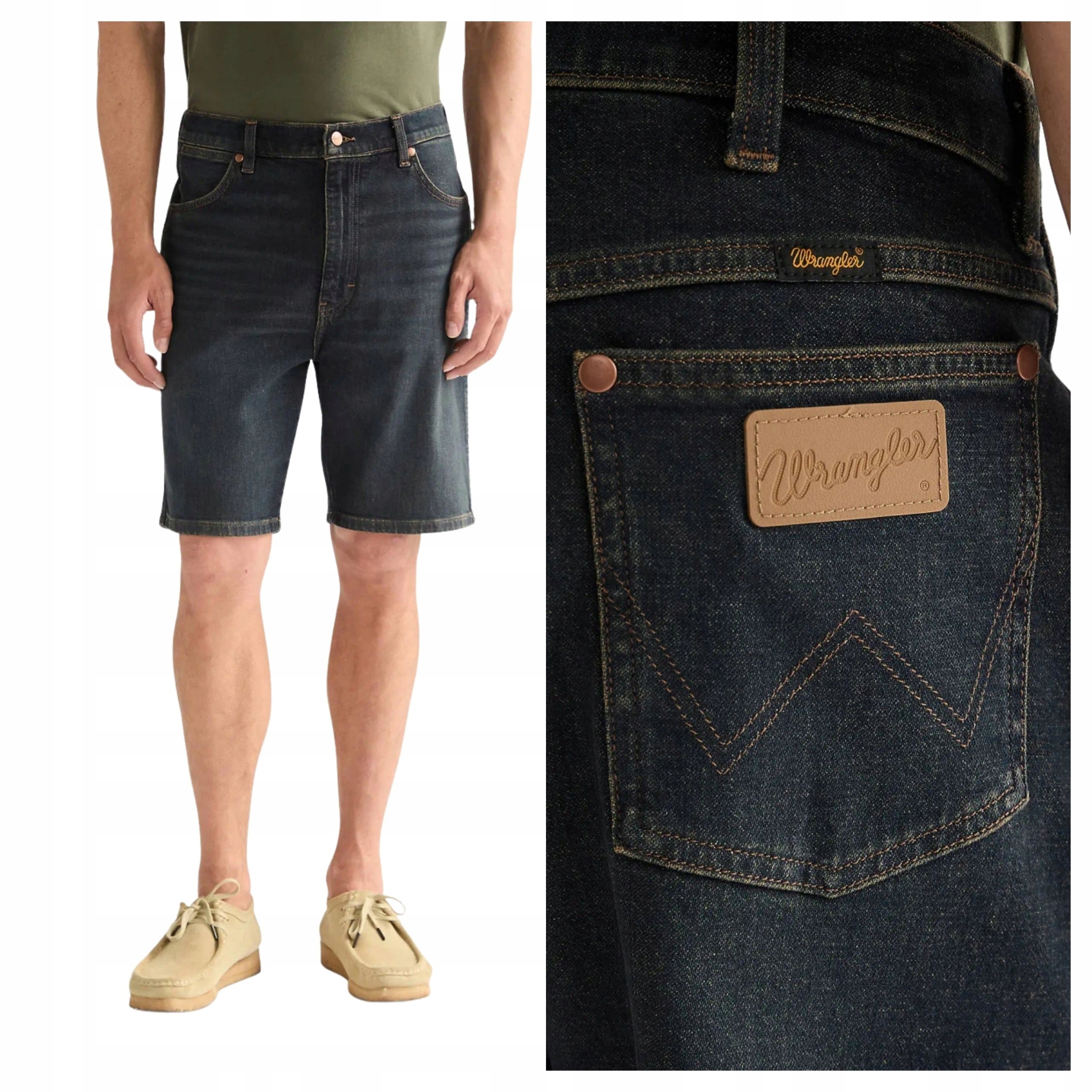 Kraťasy Wrangler Cowboy Shorts Pine Zelené šortky Jeans W36