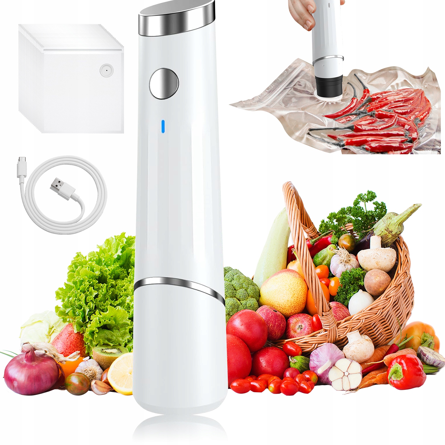 Levně Vakuová Svářečka Potravin, Automatická Balicí Stroj Usb, 20 Sáčků