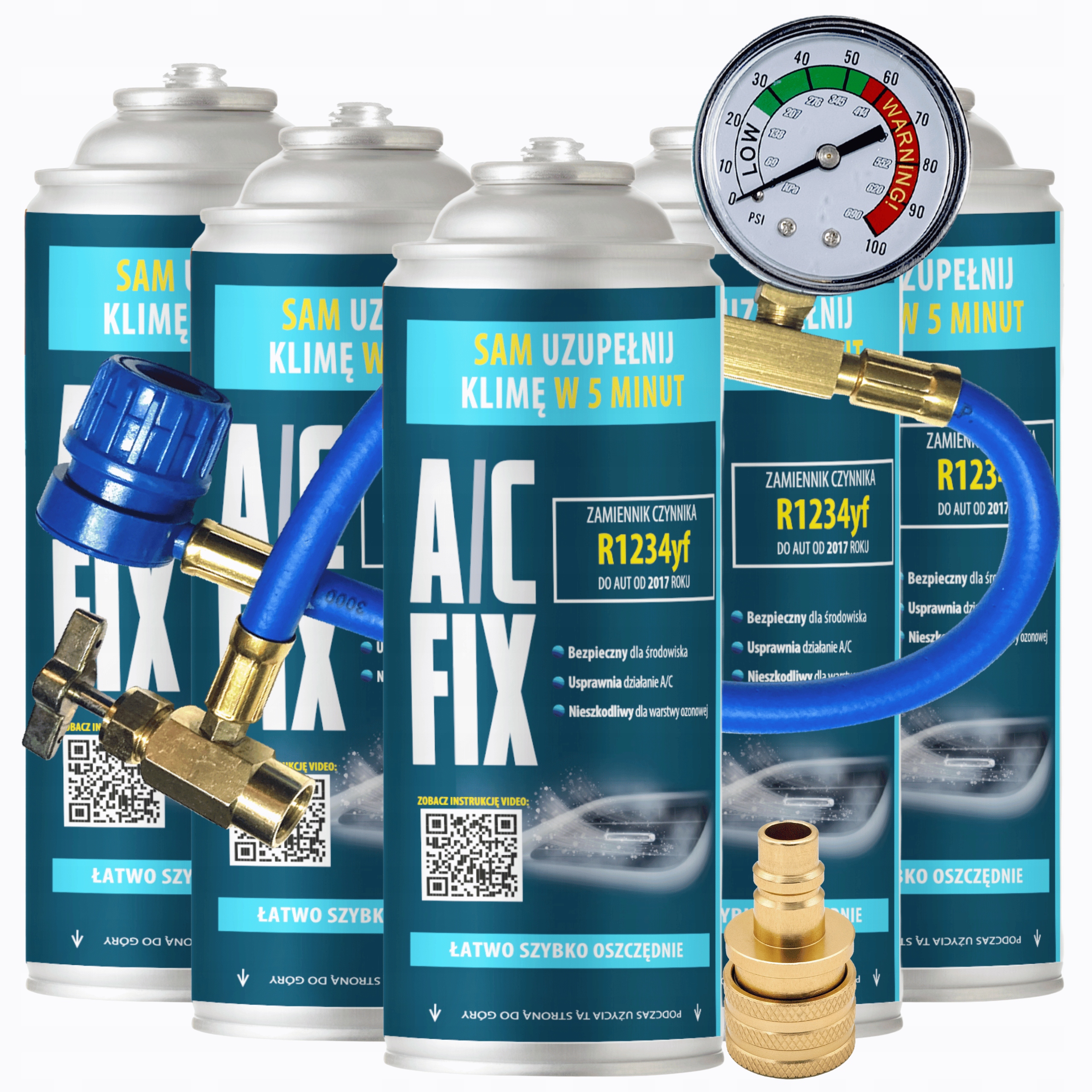 Sada 5x R1234yf Chladivo Sada káblov Adaptér 850g Ac Fix