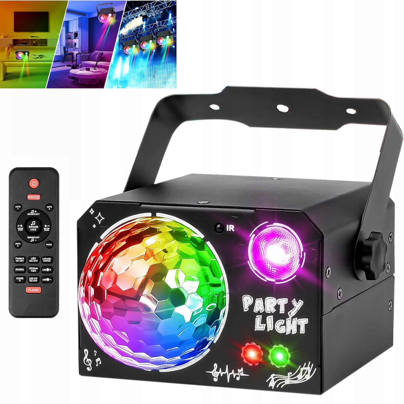 Led Světelný Efekt Disco Osvětlení Na Párty Laserová Koule Rgb Uv 4V1