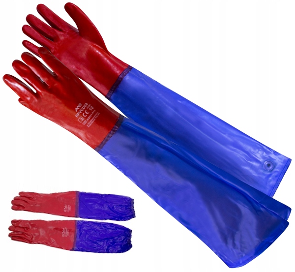 

Długie rękawice robocze Gumowe Ochronne Pvc 60cm