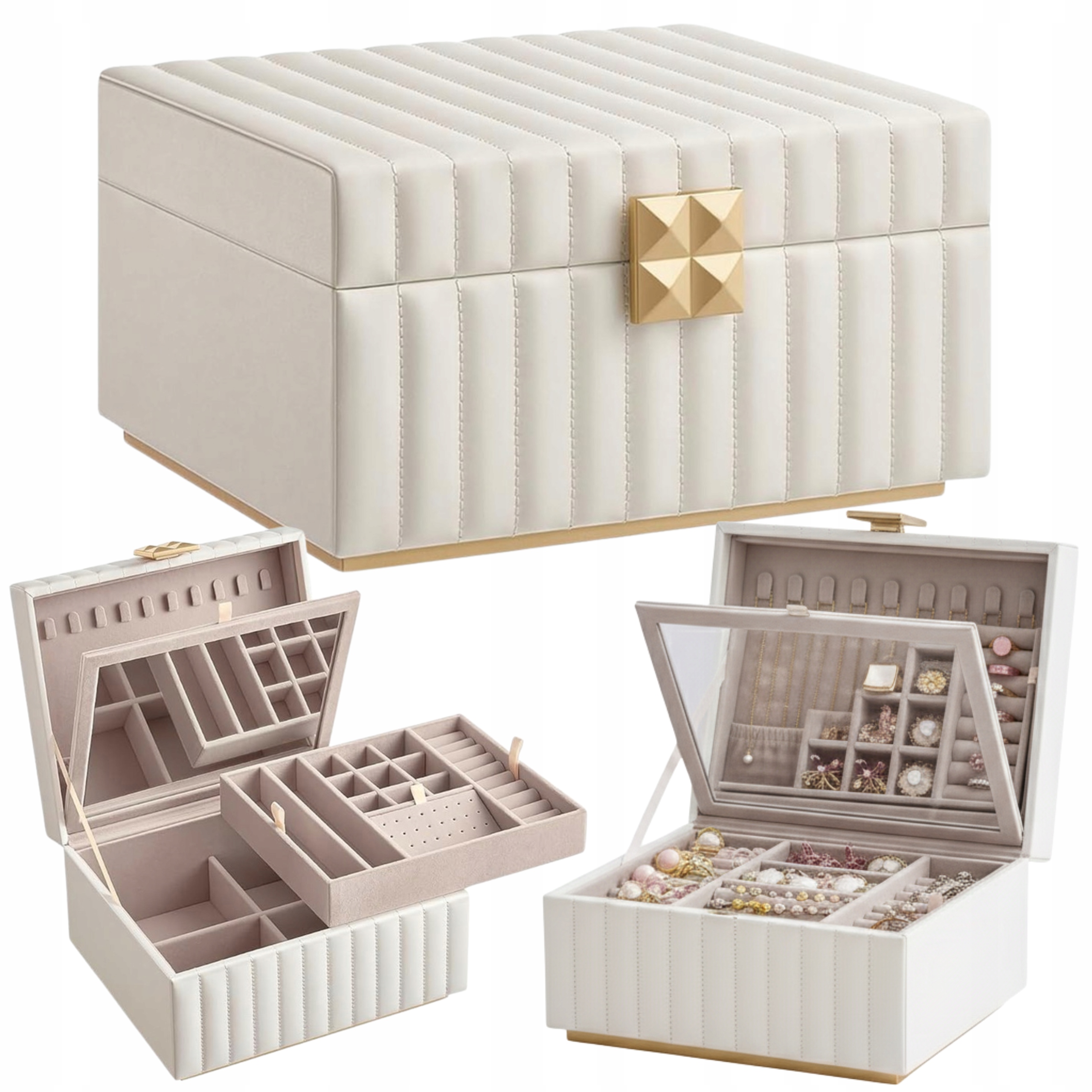 Krabička Organizér na šperky Bílý Schránka Kufřík 2 úrovně jako Dárek