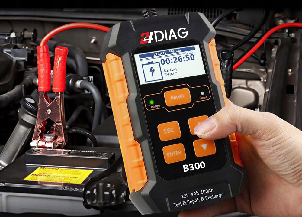 PROSTOWNIK TESTER DO AKUMULATORÓW B300 3w1 12V 5A Marka 24Diag